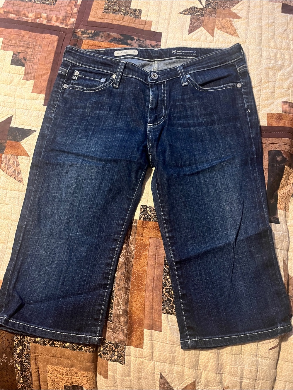 Ag Adriano Goldschmied Dark Blue Cropped Denim Capri Jeans Size 27